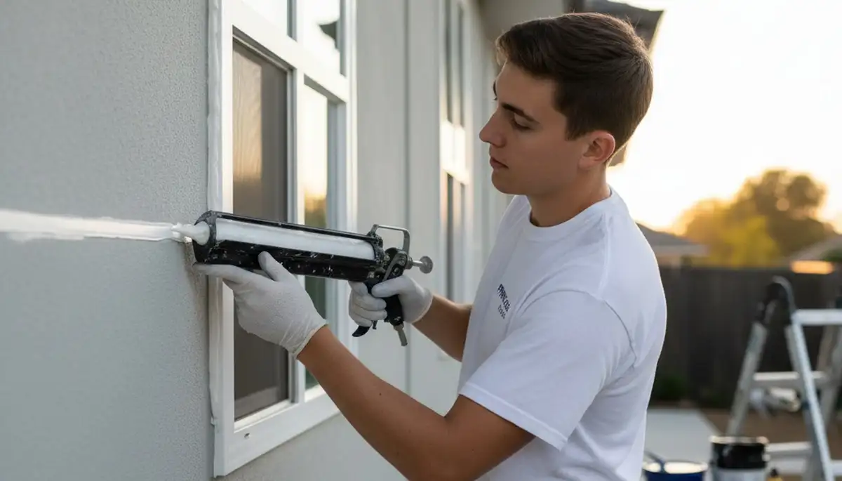 Professional caulking and sealing on Pittsburgh, PA home exterior for weather protection