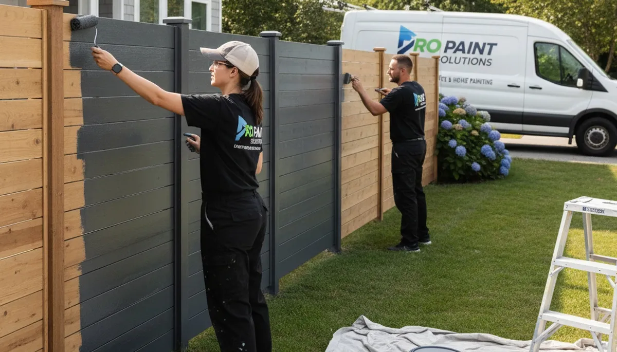 Professional fence painting in Pittsburgh, PA by expert painters protecting wood from weather damage
