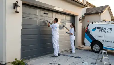 Professional garage door painting by house painters in Pittsburgh, PA for durable curb appeal