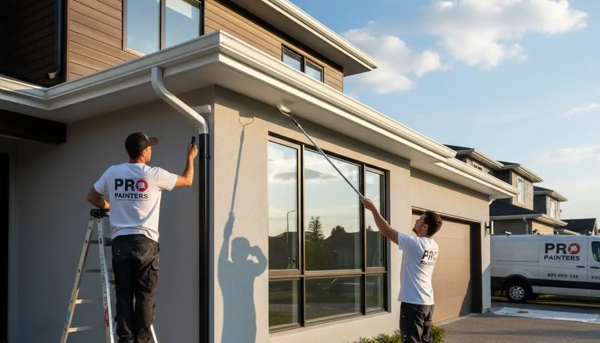Professional gutter painting on a home exterior in Pittsburgh, PA by expert local painters