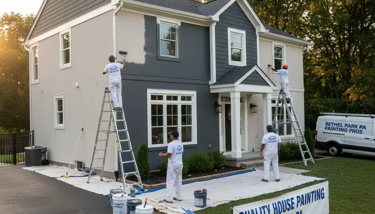 Professional house painters working on exterior home painting in Pittsburgh PA