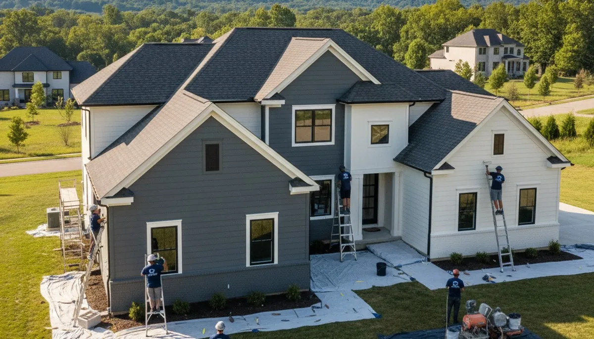 Professional house painters revitalizing home exterior in Pittsburgh, PA