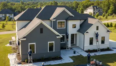Professional house painters revitalizing home exterior in Pittsburgh, PA