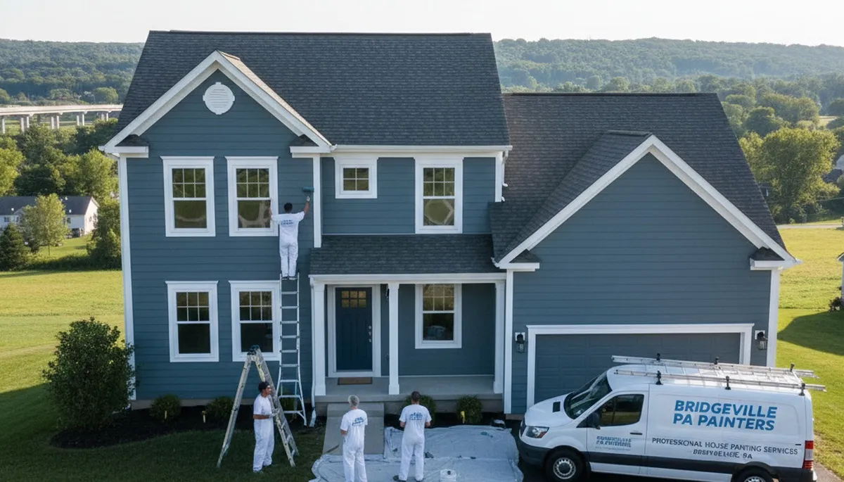 Professional house painters in Pittsburgh PA completing exterior home painting project