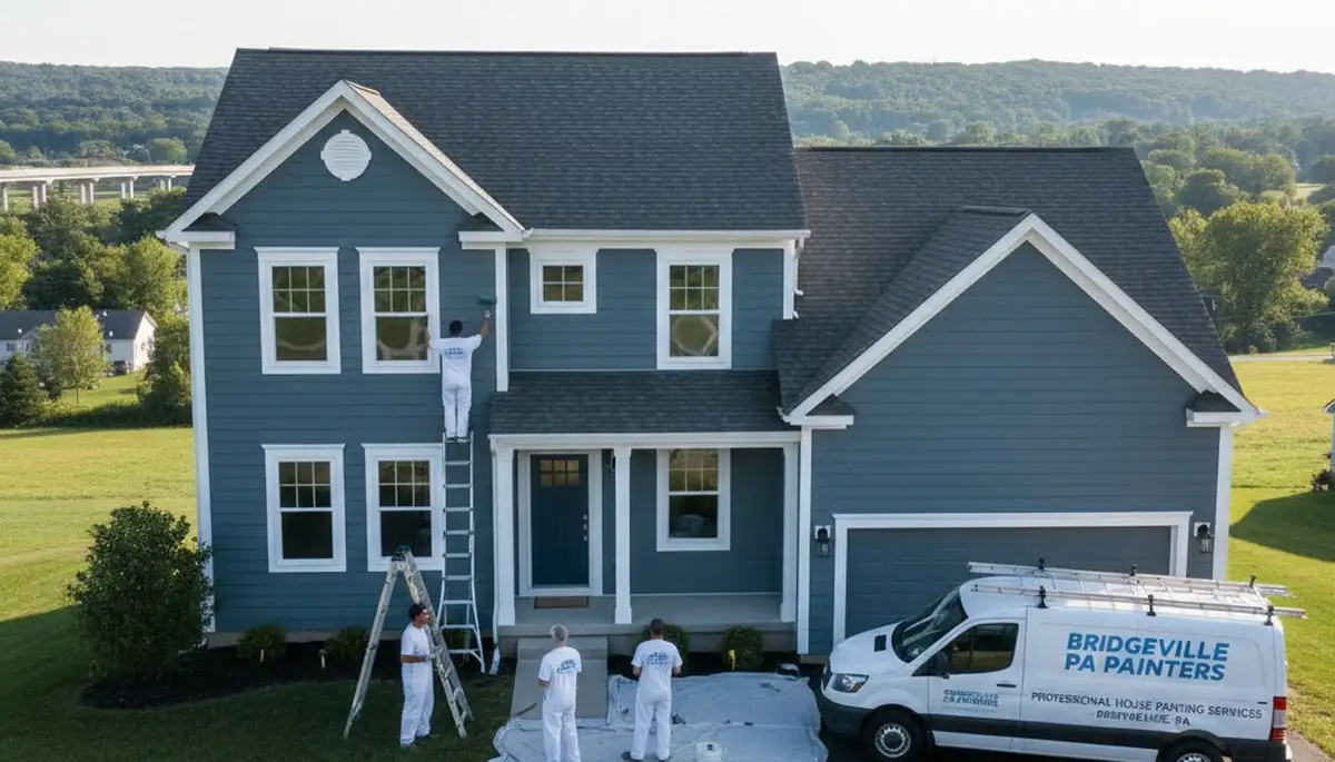 Professional house painters in Pittsburgh PA completing exterior home painting project