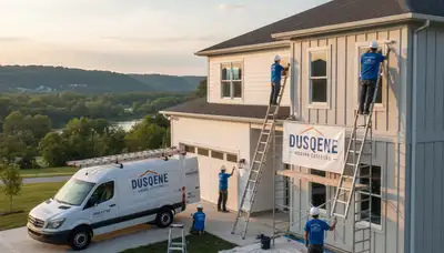 Professional house painters working on exterior home in Pittsburgh PA
