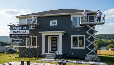 Professional house painters in Pittsburgh PA applying exterior paint to a residential home façade