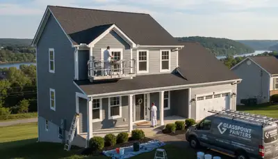 Professional house painters working on residential exterior in Pittsburgh PA