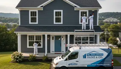Professional house painters working on exterior home painting in Pittsburgh, PA