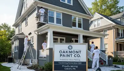 Professional house painters working on home exterior in Pittsburgh PA