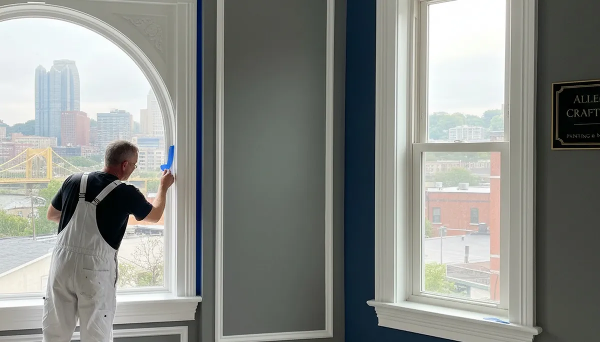 Professional interior trim painting with crisp edges in a Pittsburgh, PA home by expert house painters