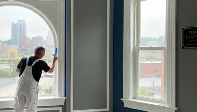 Professional interior trim painting with crisp edges in a Pittsburgh, PA home by expert house painters