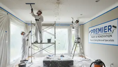 Professional popcorn ceiling removal service in Pittsburgh PA home with smooth ceiling finish