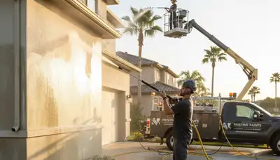 Professional pressure washing a home exterior in Pittsburgh, PA by local house painting experts
