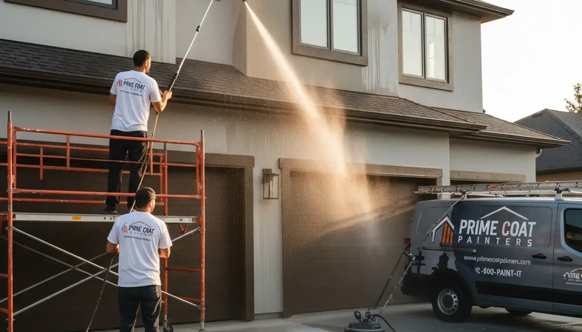 Professional pressure cleaning on home exterior by house painters in Pittsburgh, PA