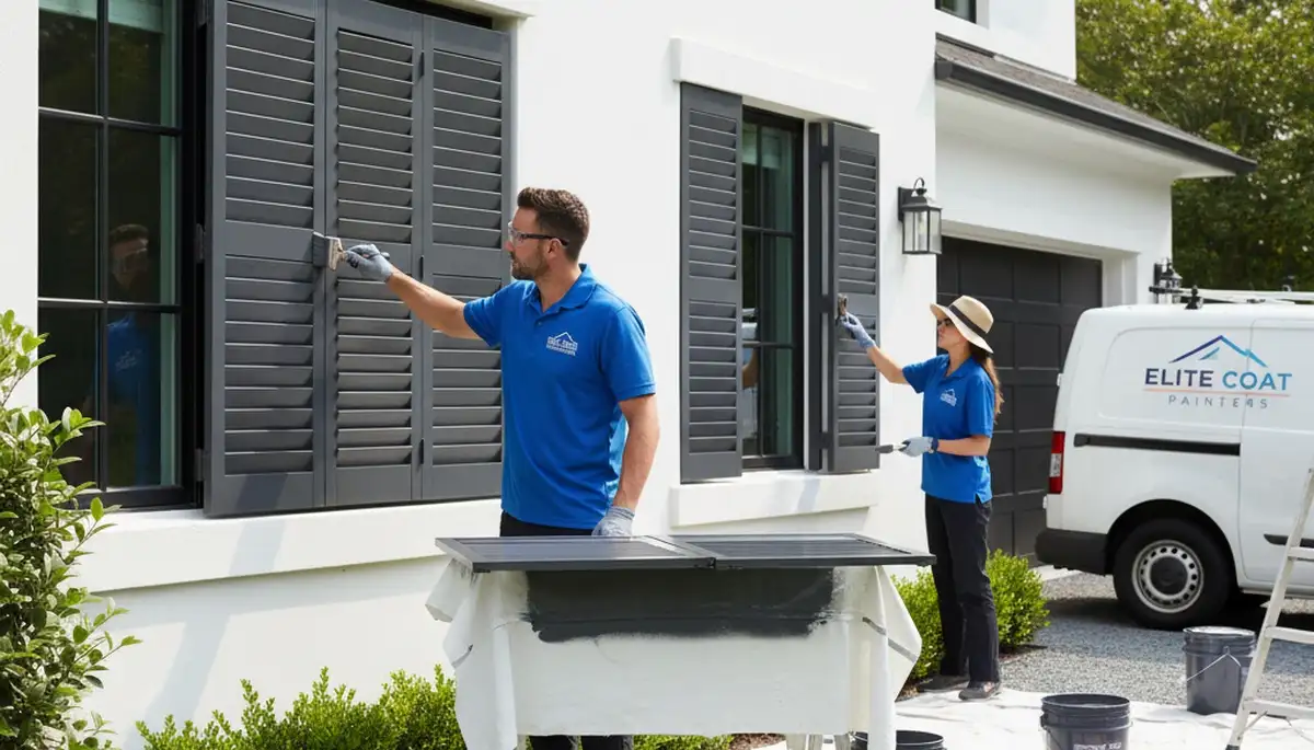 Professional shutter painting on a Pittsburgh, PA home by expert house painters