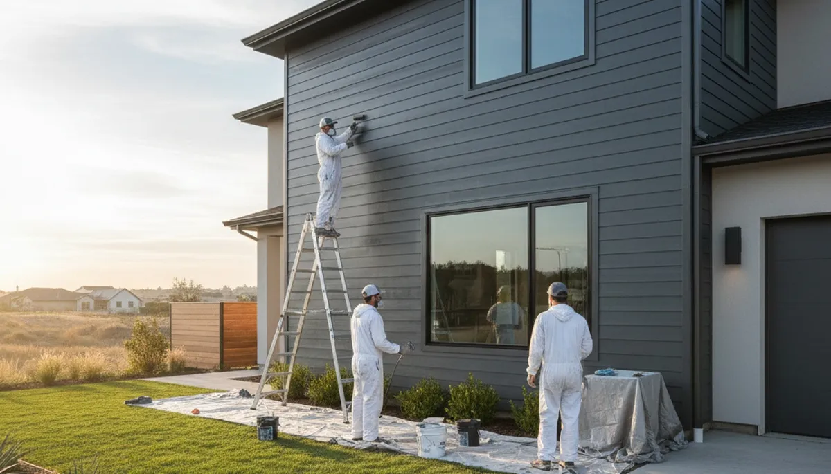 Professional siding painting on a Pittsburgh PA home by expert exterior house painters