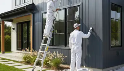 Professional siding painting on Pittsburgh, PA home by expert exterior house painters