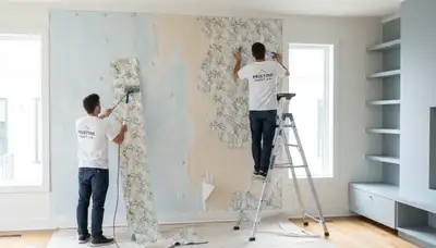 Professional wallpaper removal in Pittsburgh, PA for historic home surface prep and repainting