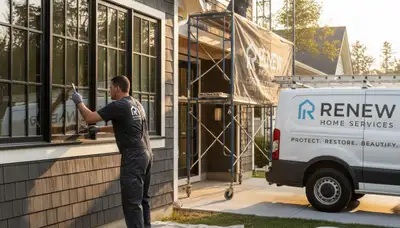 Professional wood rot repair on Pittsburgh, PA home exterior by expert house painters