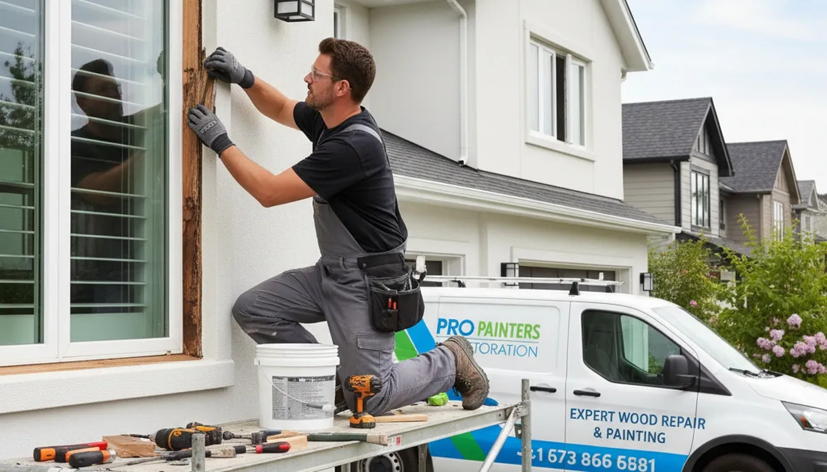 Professional wood rot repair on home exterior by painters in Pittsburgh, PA