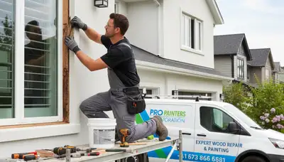 Professional wood rot repair on home exterior by painters in Pittsburgh, PA